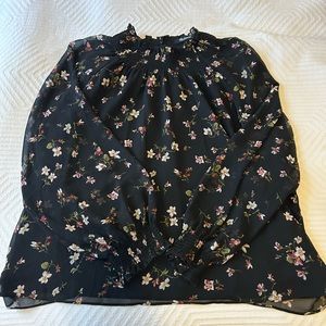 Madewell Black Floral long sleeve blouse